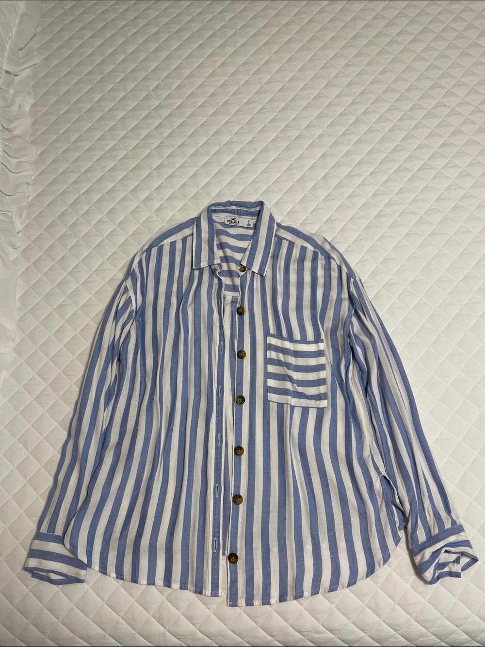 Hollister Blue and White Striped Button-Down Shirt